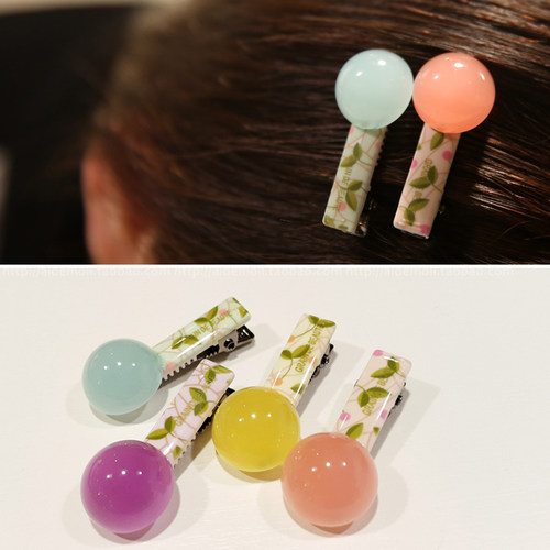 韩国进口 AZNAVOUR AZ 糖果色半球 发夹鸭嘴夹边夹