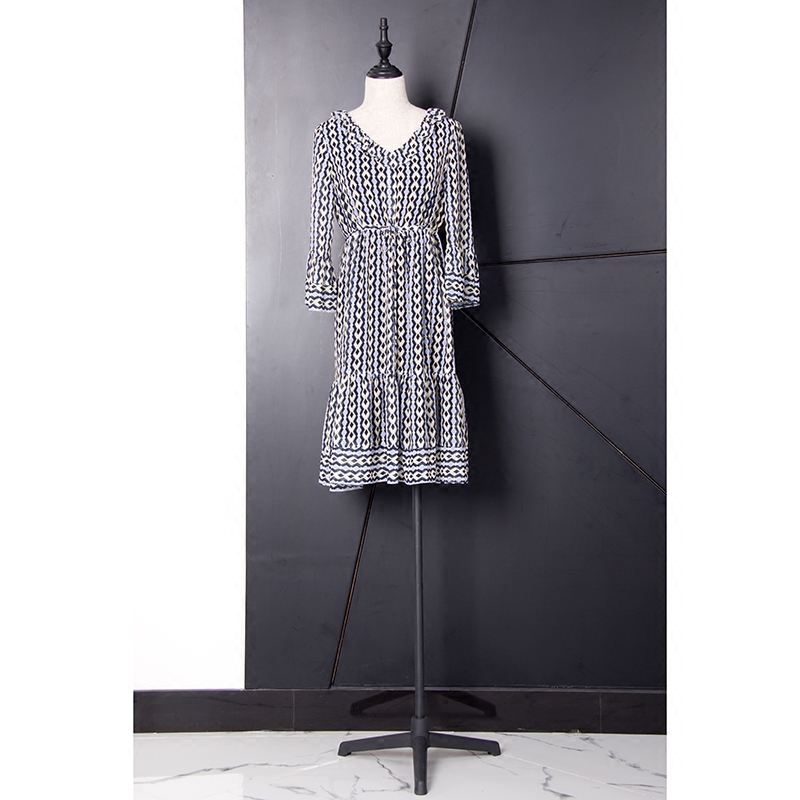 古舞花色秋冬连衣裙长袖雪纺