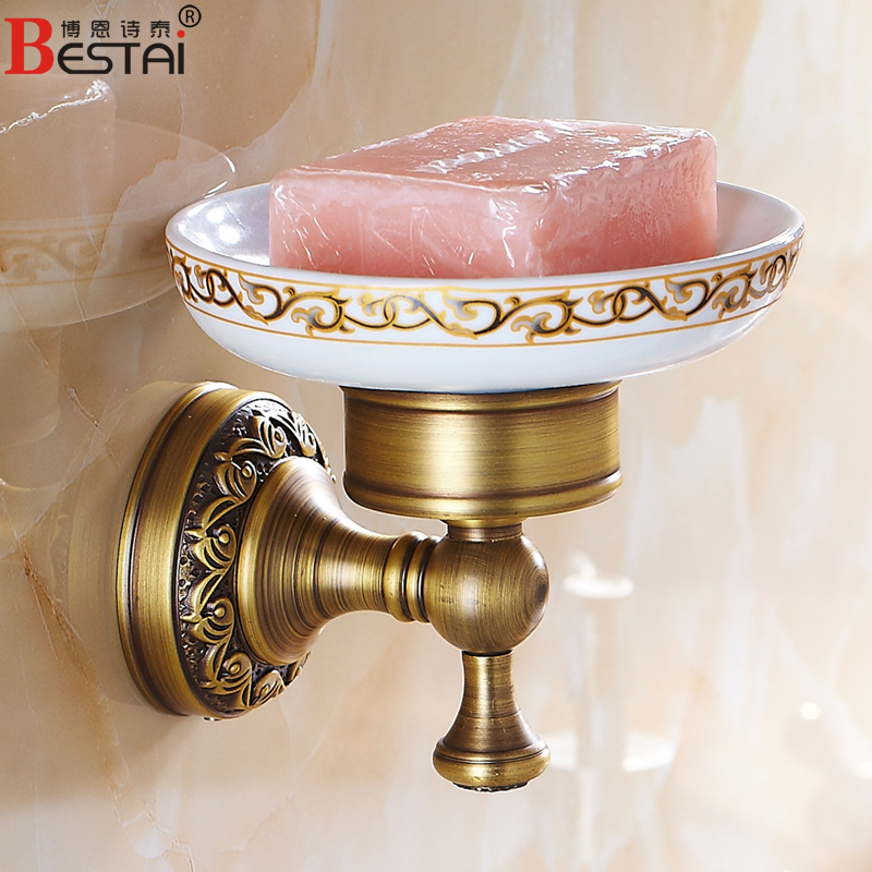 卫浴欧式仿古 全铜 肥皂碟陶瓷香皂碟卫生间烟灰缸 复古皂碟