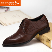 Red Dragonfly leather men's shoes, spring 2015 new genuine fashion business dress shoes men's shoes