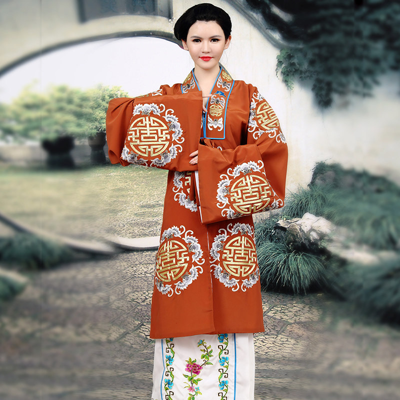 明朝员外夫人服装女古装地主婆财主服中式婚礼服父母服装团花对披