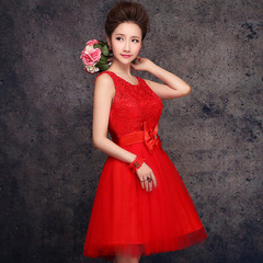 Purple Fairy Bride dresses cocktail wedding toasting 2015 summer new dress strap lace dress red Butterfly