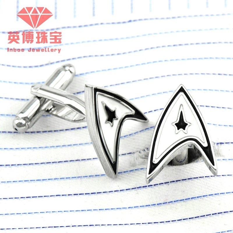 INBEV FRENCH METAL CUFFLINKS WHITE STEEL PLATED ENAMEL FRENCH SHIRT CUFFLINKS F460