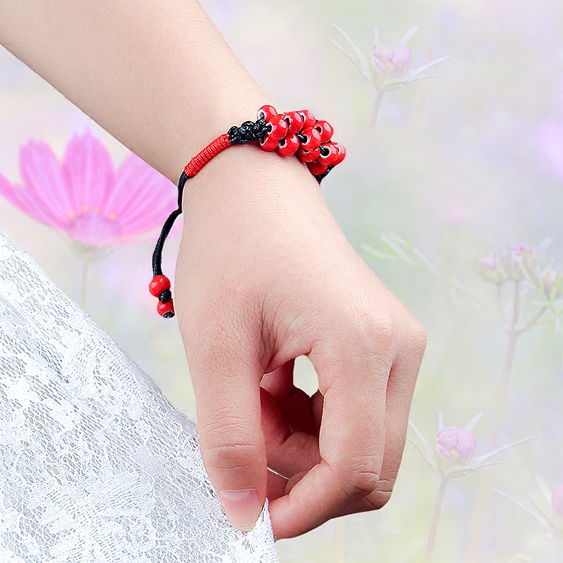 相思豆手链本命年简约女学生饰品陶瓷项链情侣手串10元以下送闺蜜