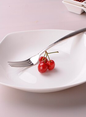 骨瓷饺子盘子家用菜盘陶瓷方盘子焗饭汤盘白色烤箱盘子创意