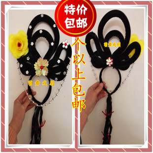 包邮戏剧戏曲用品古装舞蹈丫环头饰仙女儿童小姐三圈古装楼包邮