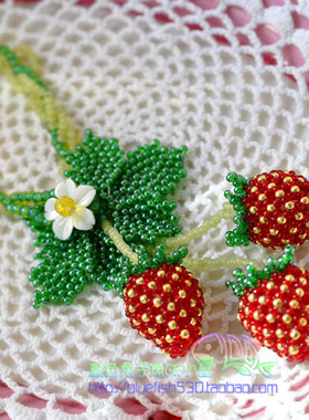 手工串珠日本进口保色米珠材料包草莓组合挂饰中文走线图含视频