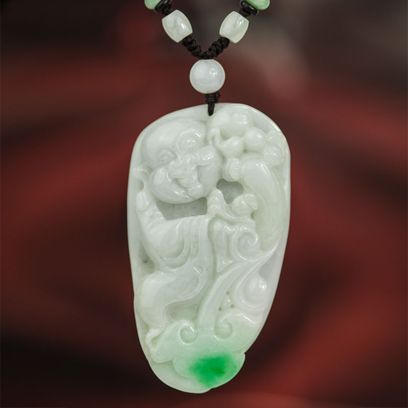 翡翠佛挂件天然玉笑佛厚大翠色