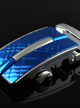 男蓝色自动扣扣头演员主持人司仪闪光皮带扣3.5理发师兰光腰带扣