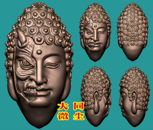 三维立体 四轴浮雕图 圆雕图 STL 一念之间模型 一心修佛