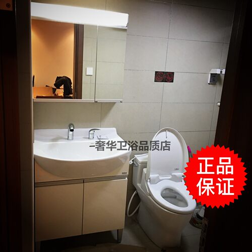toto抽拉龙头白色带灯浴室柜