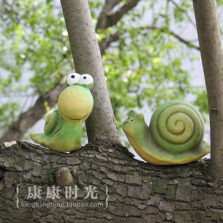 {康康时光} 绿色蜗牛摆件 粗陶花园摆设花盆装饰 zakka