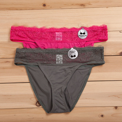 中低腰欧美纯色蕾丝边三角裤