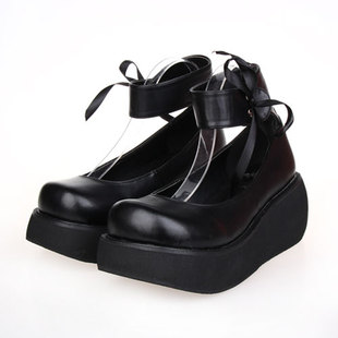 原创手工定做新款 LOLITA女鞋厚底丝带朋克鞋松糕娃娃鞋 8328