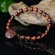 Authentic old leaflets along the grain hand-carved rosewood Lotus bracelets 925 silver bracelet women couples 044