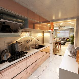 定做安装不锈钢304柜体金属门板，石英石台面厂价直销1780元每米