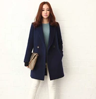 Áo len mùa thu 2015 cho phụ nữ mới Áo len nữ dài Hàn Quốc Áo len đôi dài - Trung bình và dài Coat áo khoác len nữ