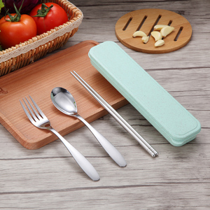 成人不锈钢便携式餐具三件套