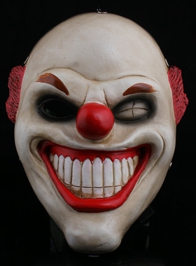 珍藏版游戏收获日2红鼻子小丑树脂面具万圣节面具Payday2系列面具