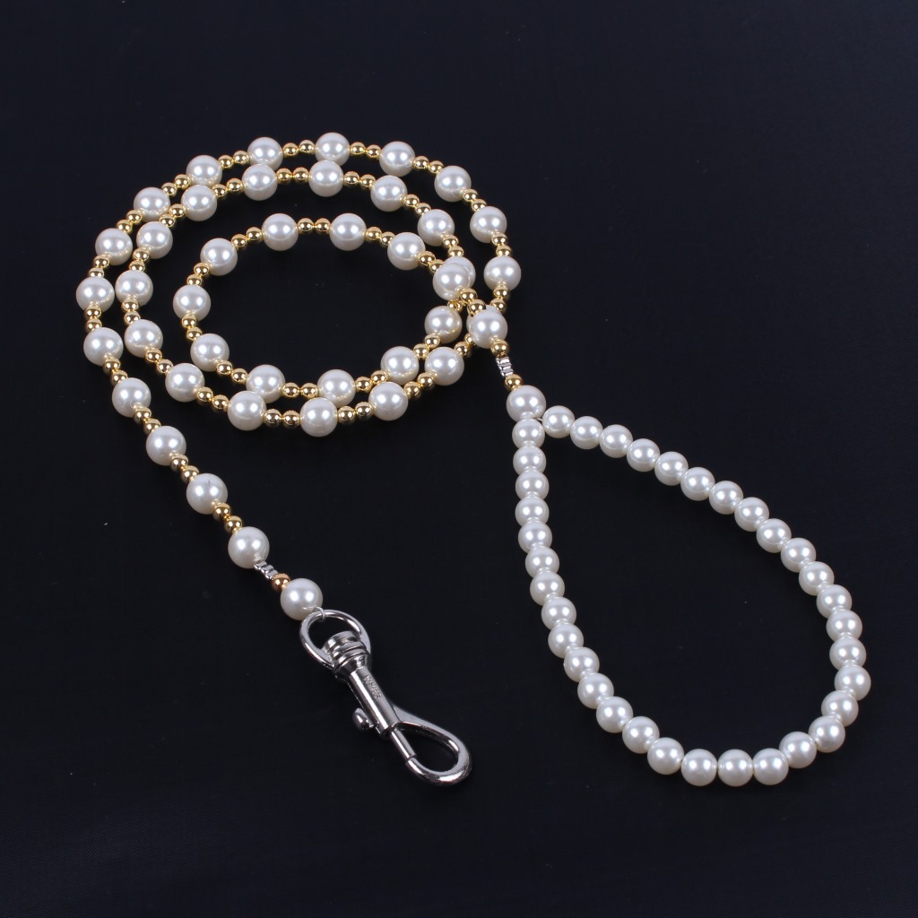 白色珠珠猫链子泰迪项圈牵引绳