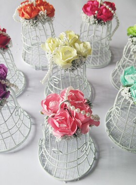 欧式婚礼铃铛 喜糖盒 白色铁艺糖盒 铁盒 白色鸟笼款 THX41