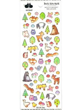 日本|Q-LIA贴纸|PUCHI KIRA系列|透明金箔|动物01056