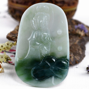 宏荔珠宝翡翠 天然A货翡翠玉观音挂件正品玉吊坠观音玉器5801