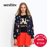 Westlink/West fall 2015 the new Europe and the tide thin printed baseball uniform dress jacket coat