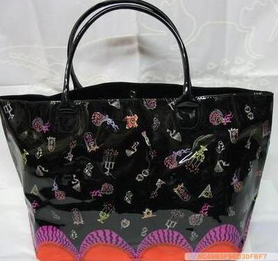 ANNA SUI安娜苏2008年限量圣诞图腾漆皮单肩包手提包侧肩背侧肩包