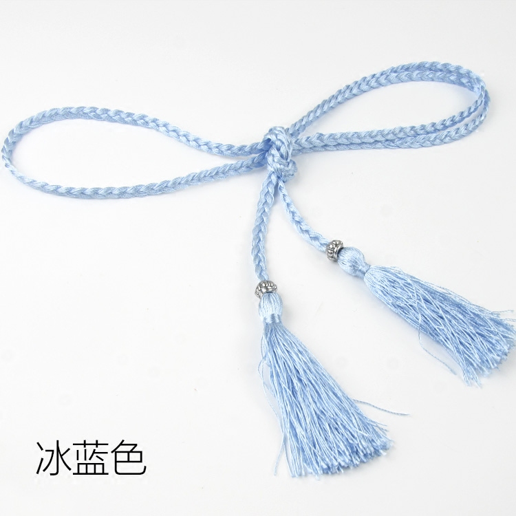 韩版手工编织流苏腰带细女士皮带蝴蝶结绳子裙子打结装饰腰链腰绳