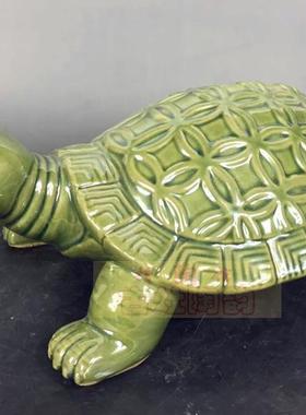 客厅招财动物摆件绿釉龟