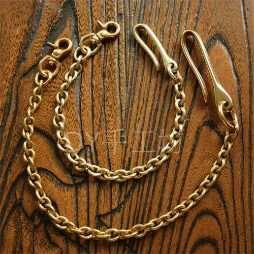 日式黄铜链条钥匙扣裤链手工黄铜链条财布链钥匙链挂腰铜裤链