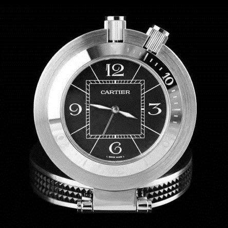卡地亚Cartier瑞士制造 大师级高级闹钟 银色精钢座钟 静音金属表