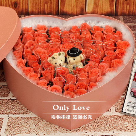 实拍!66只粉玫瑰花束武汉鲜花店同城速递实体店配送生日北京包邮