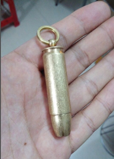 包邮多功能手工军迷复古战壕子弹头型黄铜煤油打火机 防水密封仓