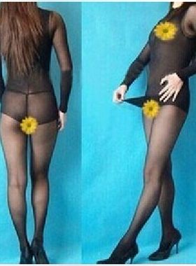 女士透明开口超薄连体丝袜