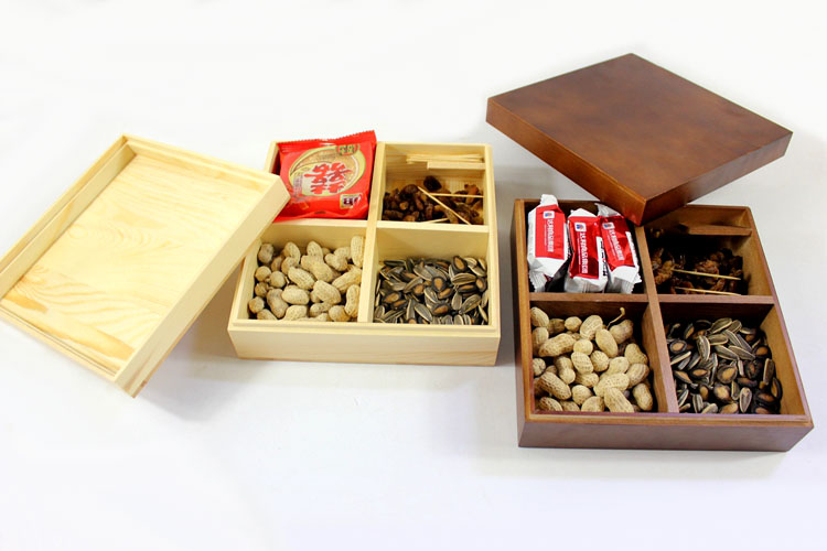 实木分格盒带盖干果盒茶馆复古