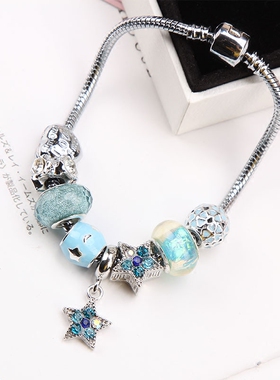 东大门潘家风格蓝色五角星琉璃珠