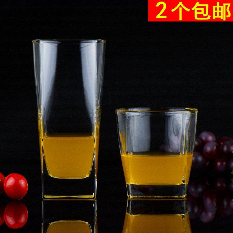 宾馆刷牙直身圆角四方玻璃杯子
