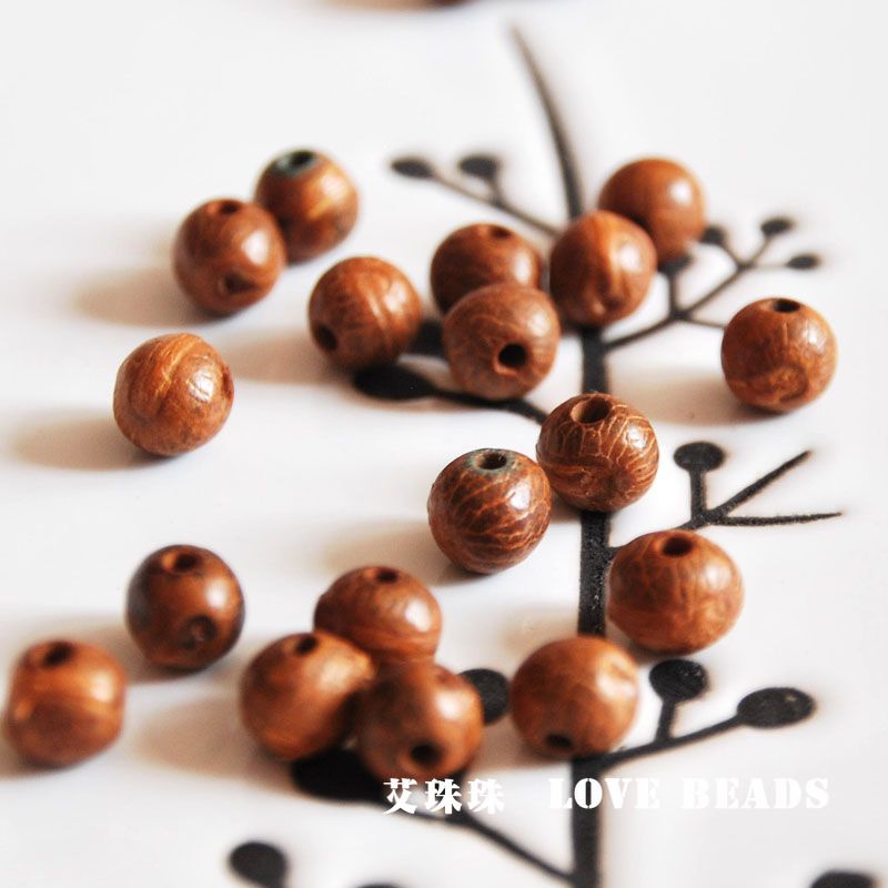 天然小木鱼菩提子圆珠8mm单颗diy佛珠念珠木头文玩