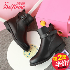 Fall/winter fun-2015 involved new Western belt buckle black leather flat booties Martin boots, women boots T55360