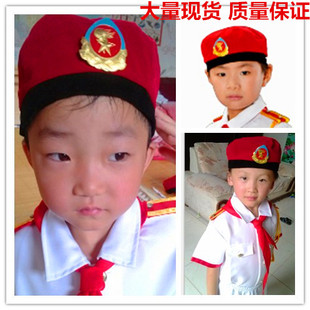 儿童升旗手帽子鼓号队帽子少先队表演贝雷帽幼儿演出服金丝绒帽子