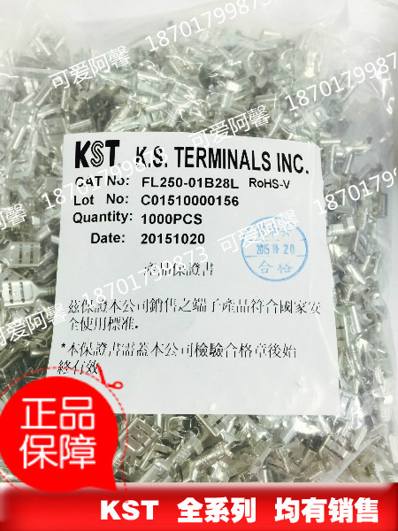 台湾KST健和兴FL250-01B28L插簧端子503LT 6.3插簧开口鼻1000只