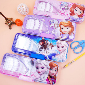 包邮 冰雪奇缘公主卡通铁文具盒 带计算机铁铅笔盒 多功能笔盒
