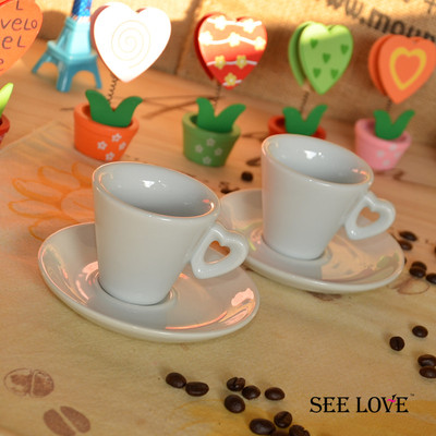 特色桃心杯把浓缩咖啡杯专业杯