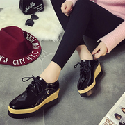 Spring of 2016 Le Fu, thick-soled platform shoes asakuchi tide new wedges strap casual shoes with the Korean version of shoes
