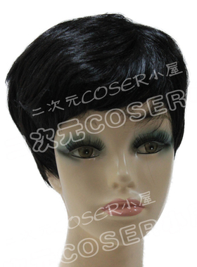 高温丝 时尚 男士 短发 直发 自然黑色 假发