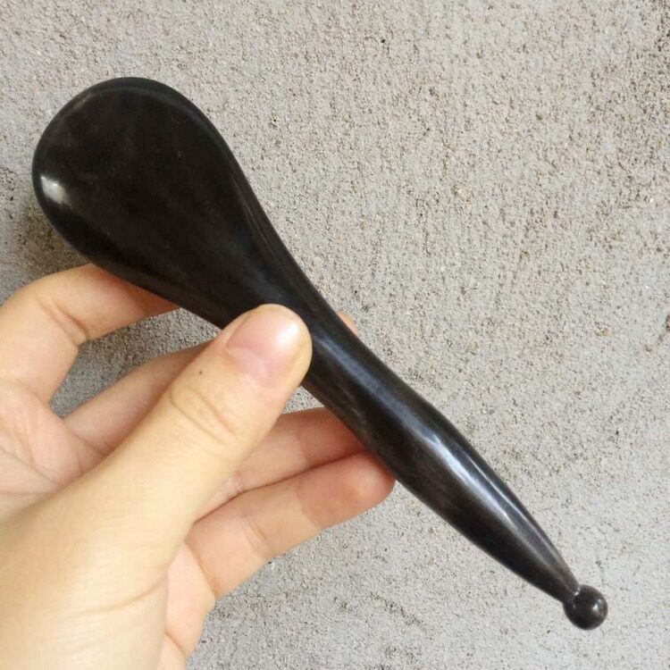 正品天然手工黑水牛角高龄 加厚大号拨筋按摩棒乒乓拍 疏通经络