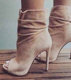 2020秋女鞋杏色黑色打皱鱼嘴超高细跟羊绒10厘米跟真皮时尚性感