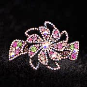 Gallant hair jewelry full drilled five leaf flower hair clip hairpin rhinestone Crystal spring clip Korea headwear